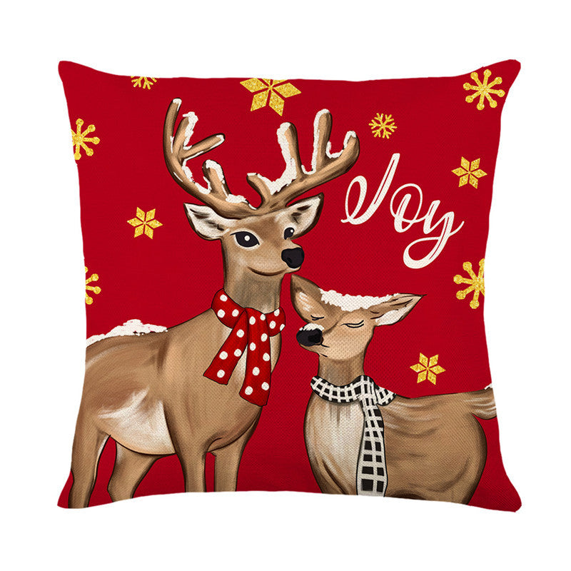 Square Cotton-Linen Holiday Tree Decorative Throw Pillow Cover with Candy-Cane Ornaments