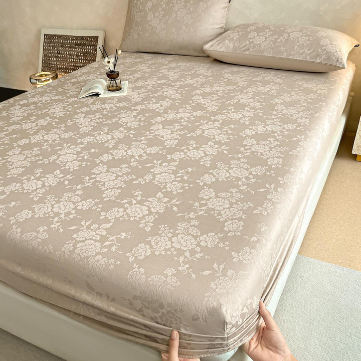 Deep-Pocket Stretch Velvet-Texture Fitted Sheet with All-Around Elastic Skirt