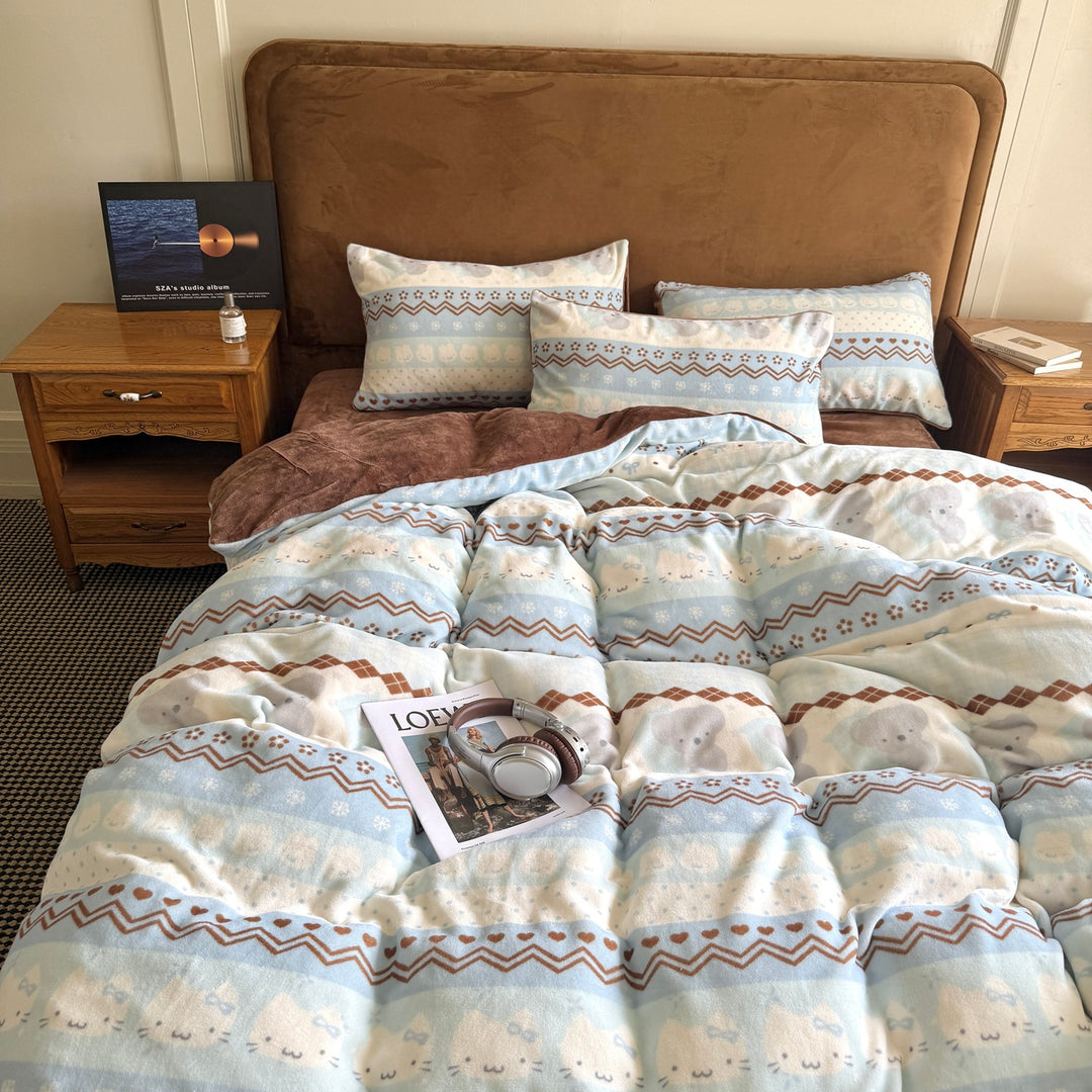 Cute Themed Flannel Bedding Set