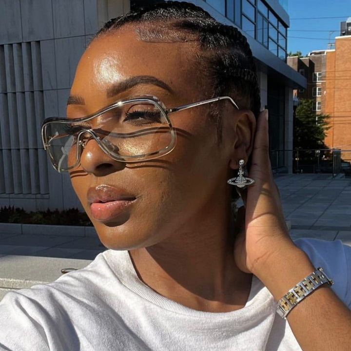 Women's large round sunglasses with elegant metal frame Stornfield