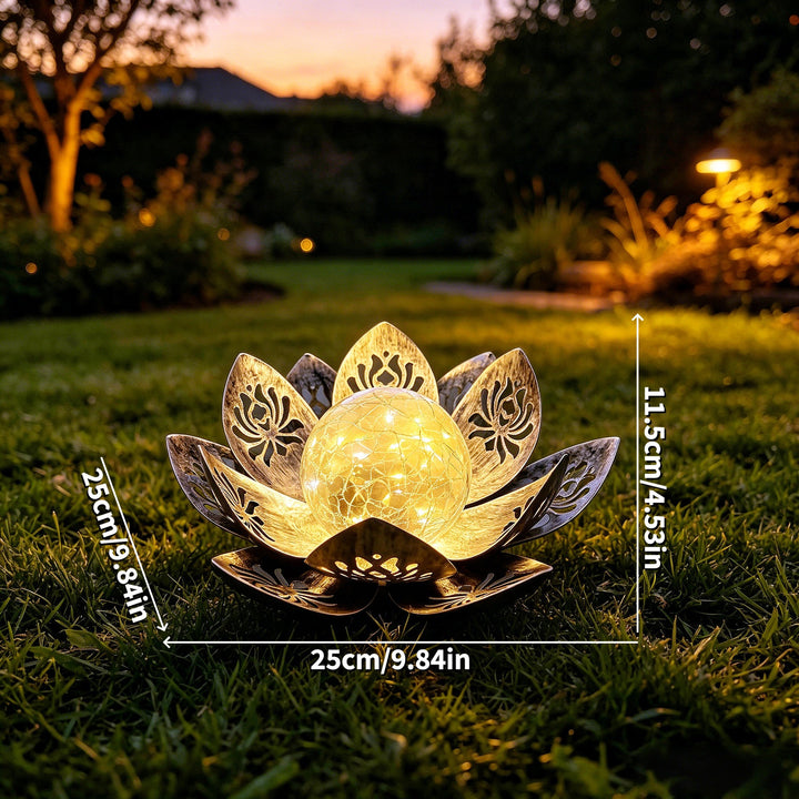 Decorative Lotus Solar Garden Light With Cracked Glass Orb Stornfield