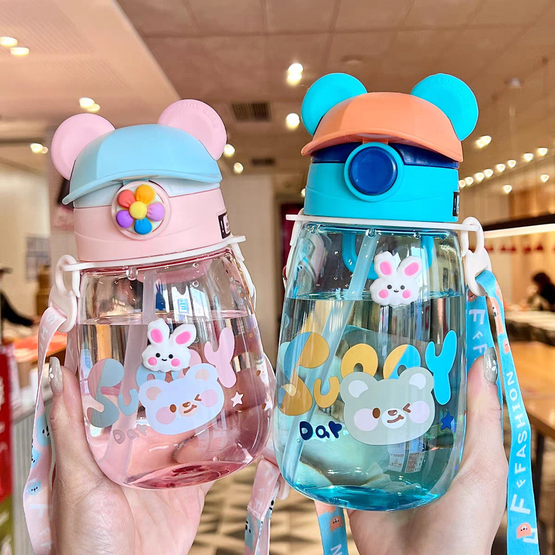 Women Playful Children's Drinking Bottle with Integrated Straw Stornfield
