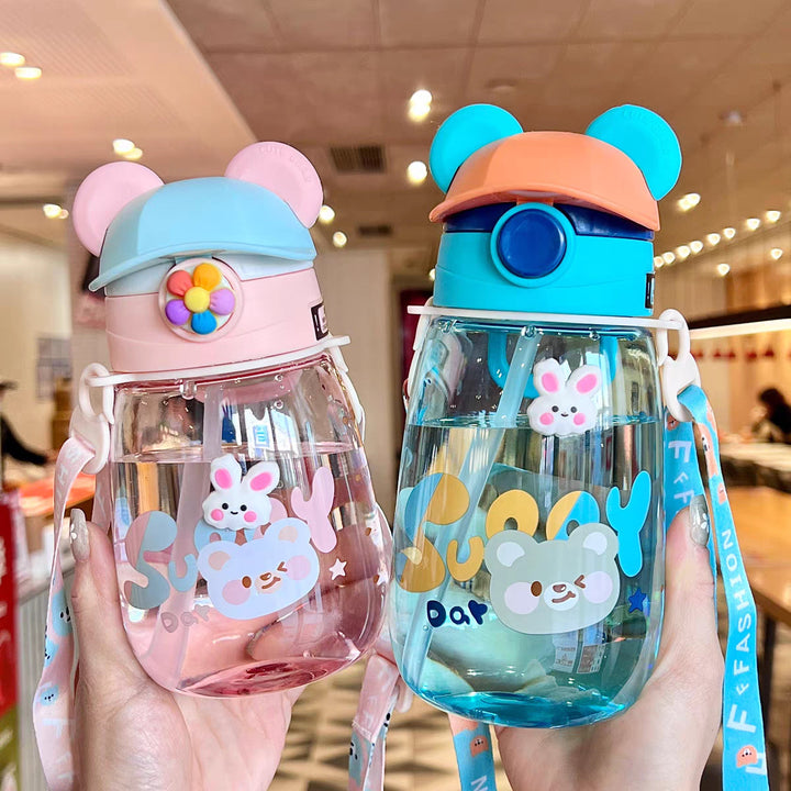 Women Playful Children's Drinking Bottle with Integrated Straw Stornfield