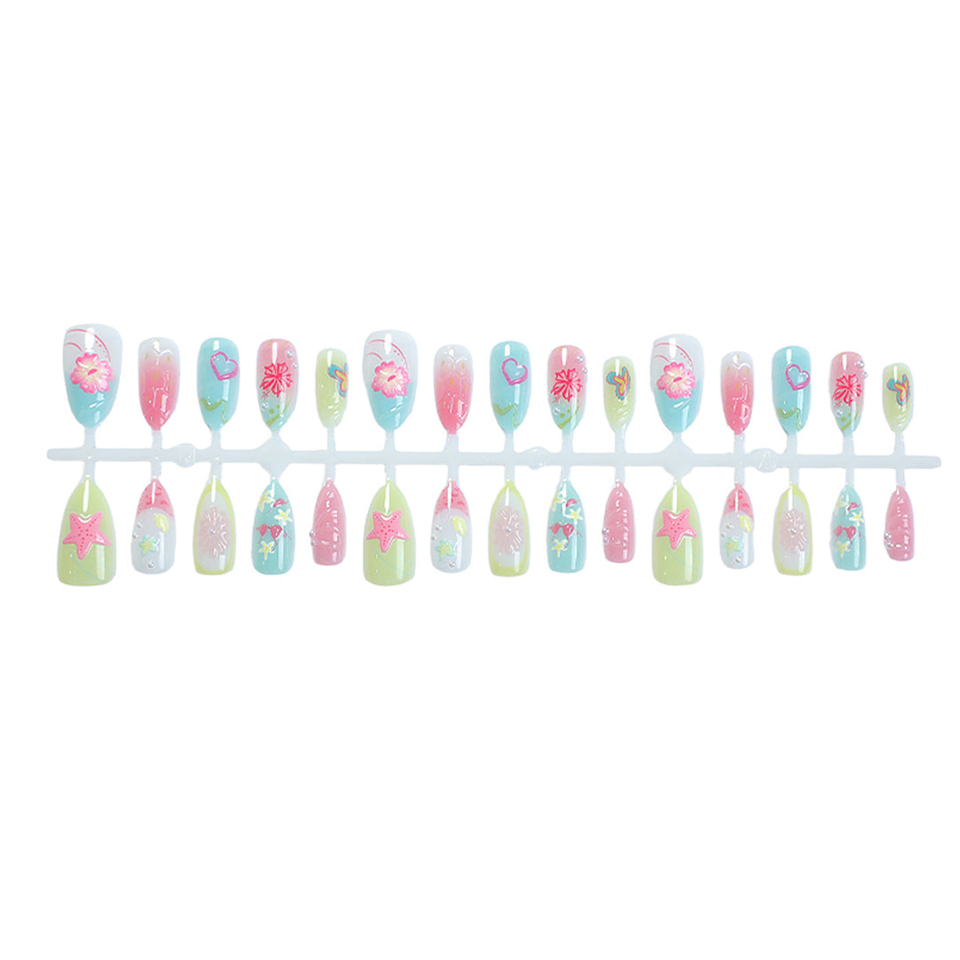 Artistic Summer-Themed Press-On Nail Set