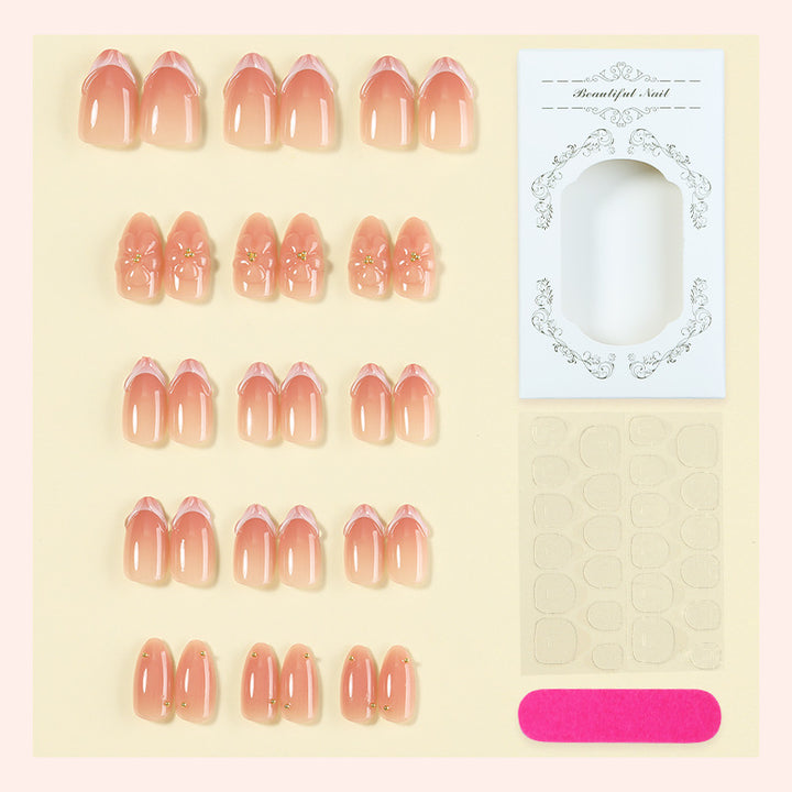 Decorative Press-On Nail Set with Floral Accents Stornfield 1788495814
