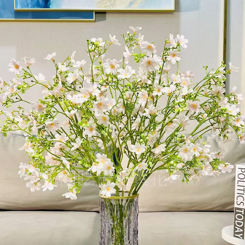 Artificial Floral Arrangement with Decorative Glass Vase