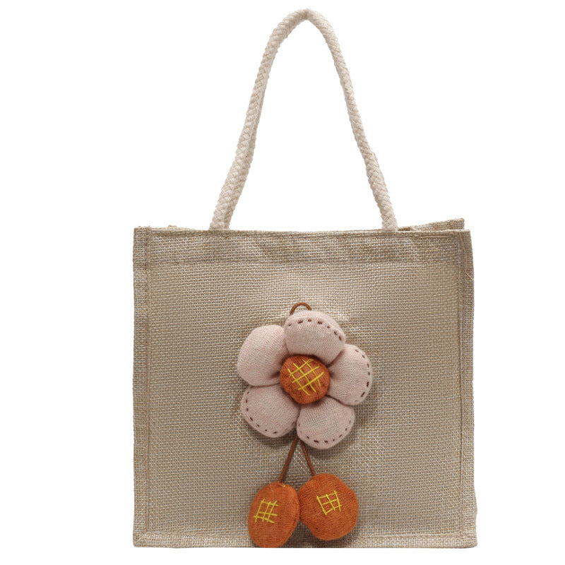 Floral Accent Tote Bag