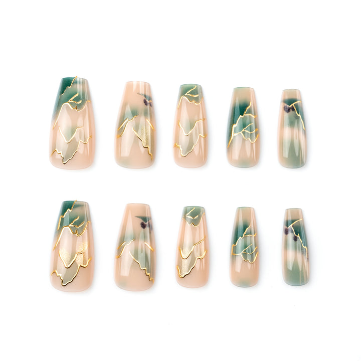 Artistic Floral Press-On Nail Tips