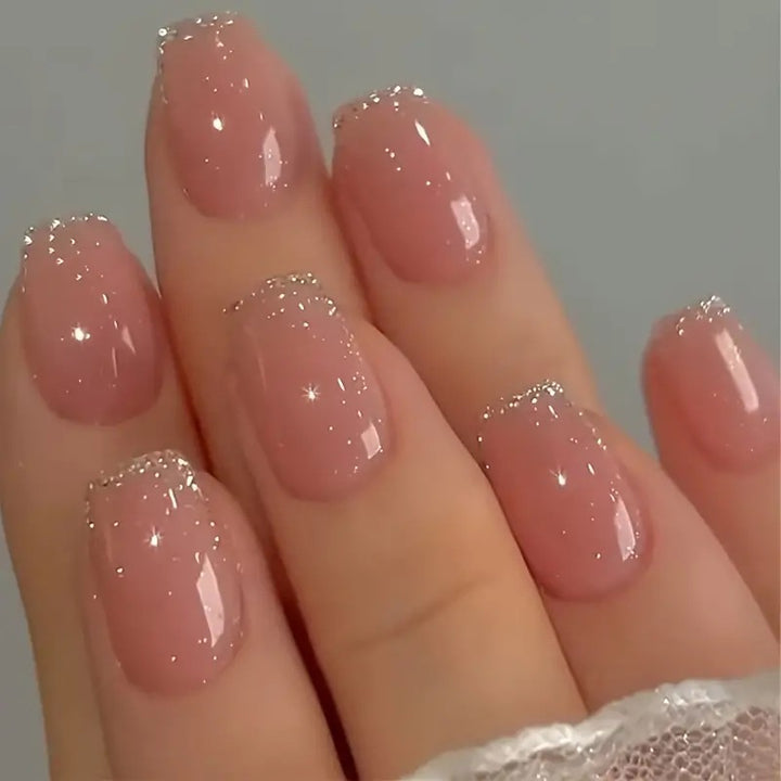 Elegant Glitter-Trimmed Nail Art Enhancements Stornfield
