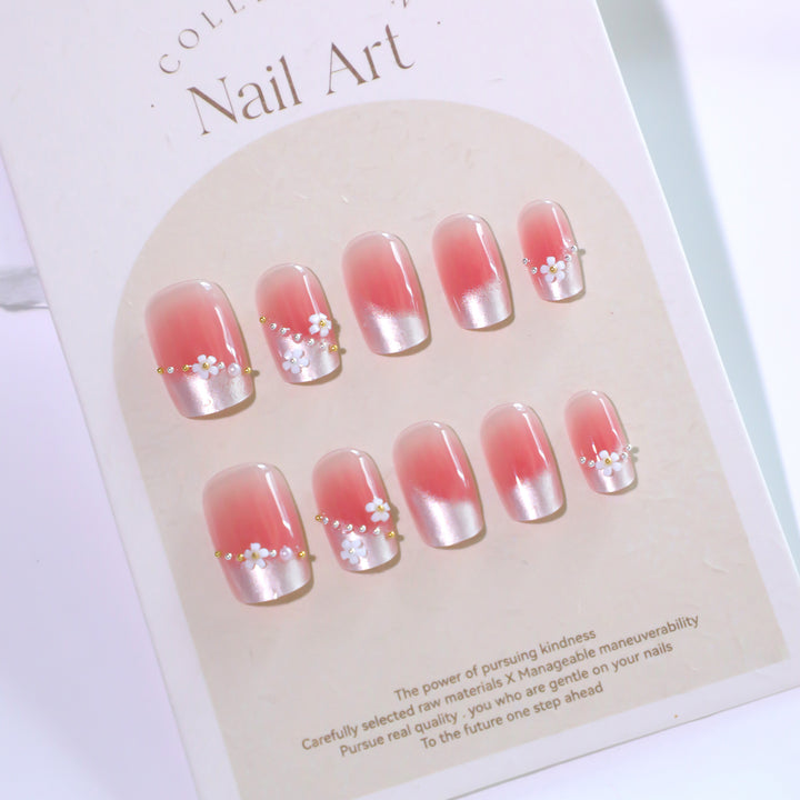 Artful Nail Extensions with delicate flower decorations Stornfield