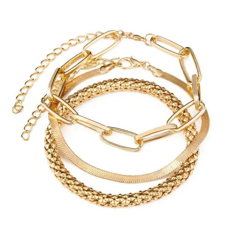 Multi-Textured Silver Chain Bracelet Set Stornfield