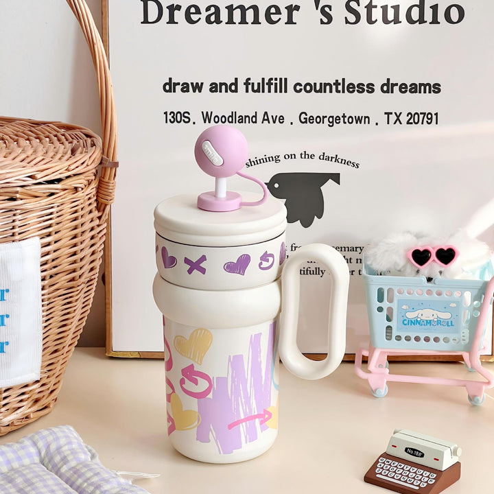 Women’s children’s drinking cup with integrated straw and playful design Stornfield