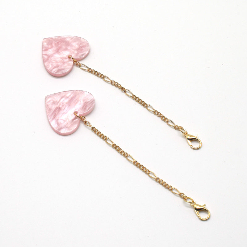 Heart-Shaped Dangle Earrings with Golden Chain Stornfield