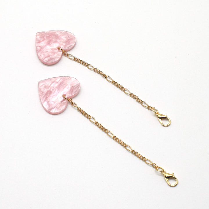 Heart-Shaped Dangle Earrings with Golden Chain Stornfield