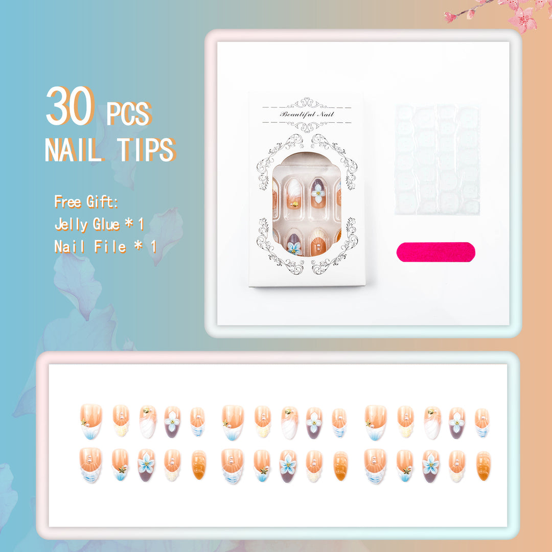 Artistic Shell-Inspired Press-On Nails