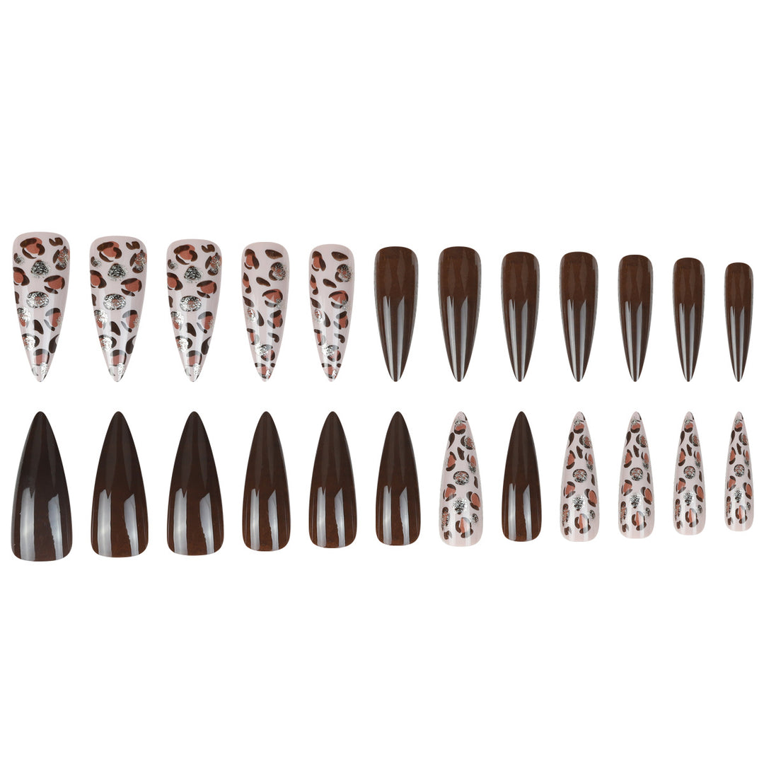 Stiletto Press-On Nail Set with Leopard Accent Design Stornfield