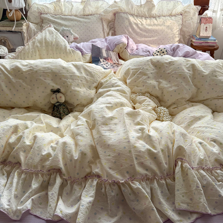 Ruffled Polka Dot Duvet Cover Set