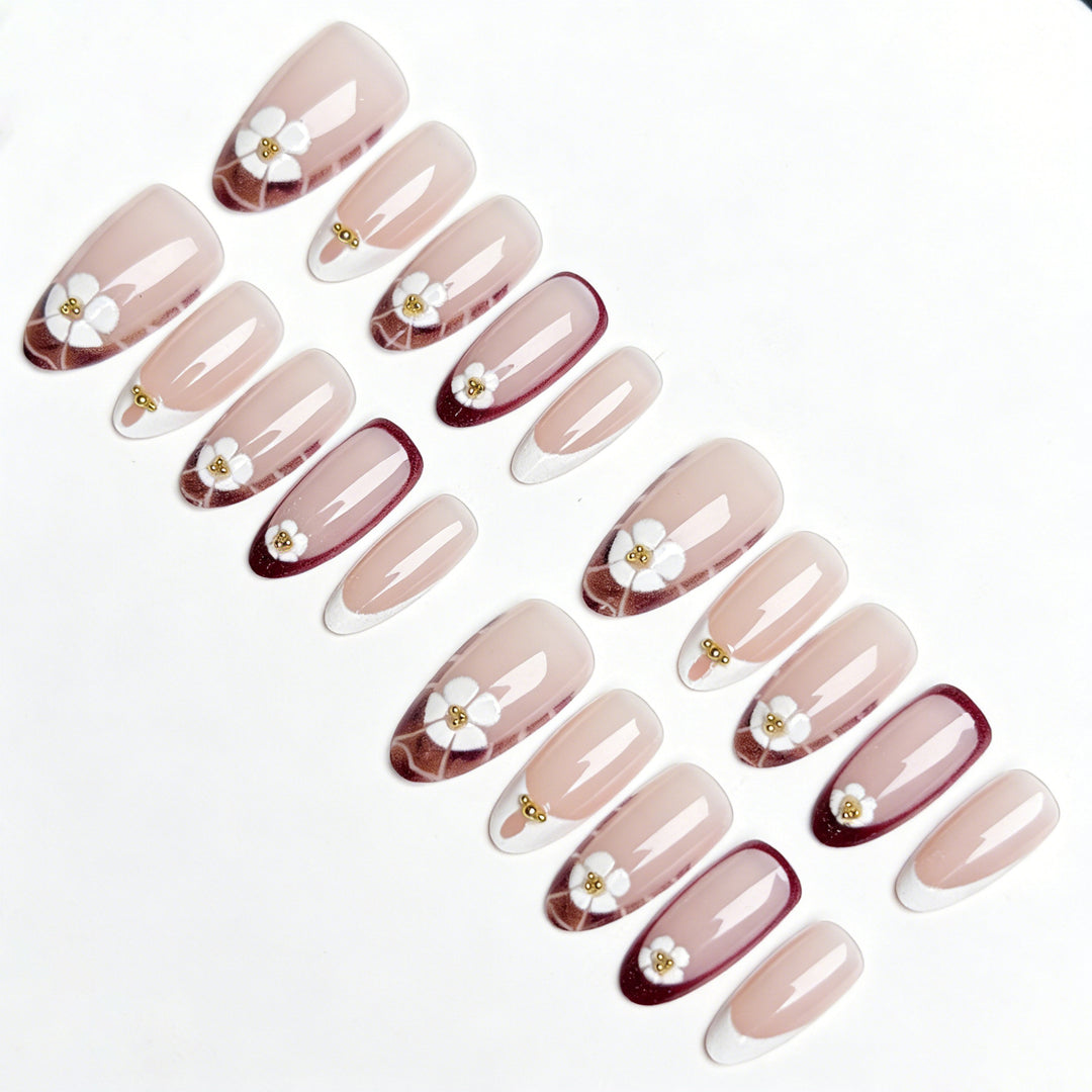 Elegant Floral Design Press-On Nail Enhancements Stornfield