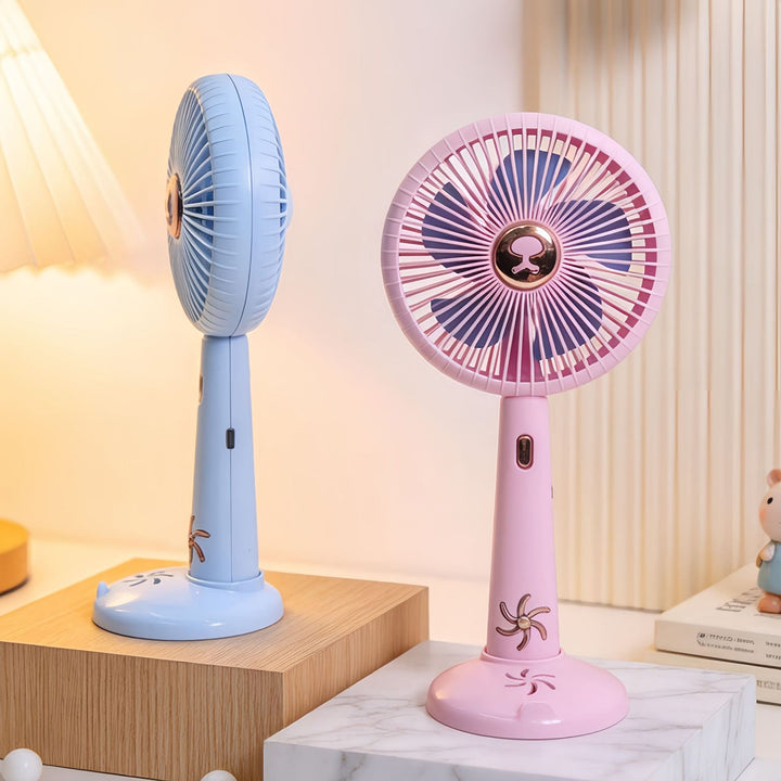 Cooling rechargeable handheld and tabletop fan with detachable base and USB charging Stornfield
