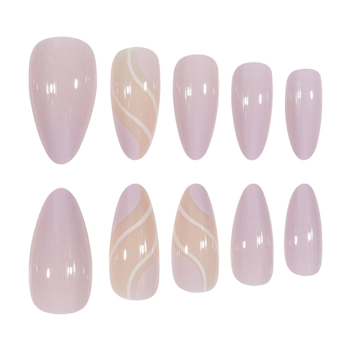 Elegant Stiletto Press-On Nails with Artistic Swirl Design Stornfield