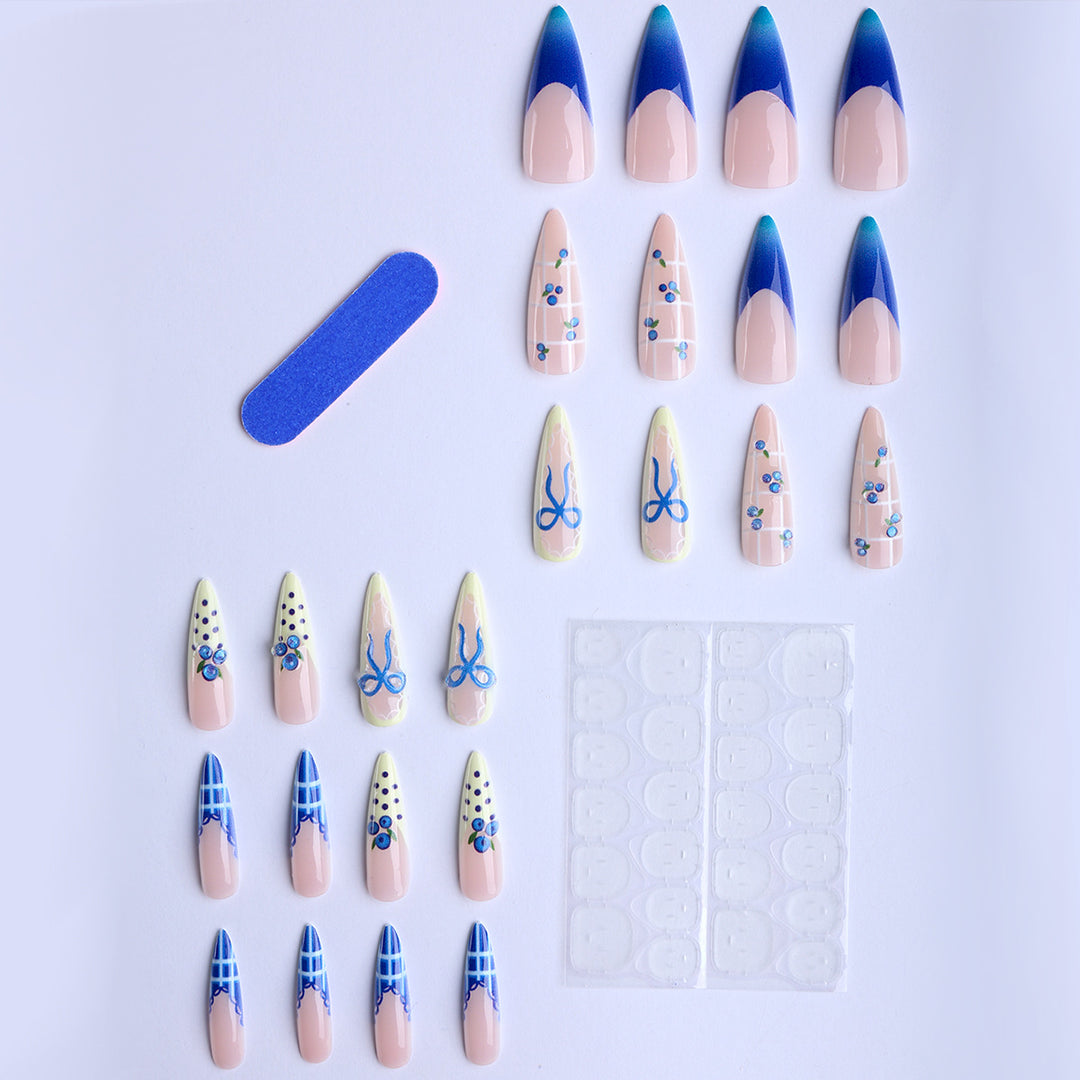 Artificial nails with playful design and elegant accents Stornfield