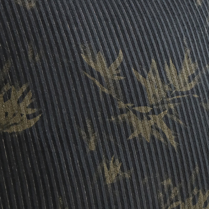 Square decorative cushion made of velvet with relief longitudinal stripes and fringe tassel Stornfield