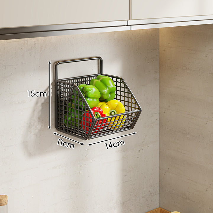 Under-Cabinet Three-Compartment Wire Mesh Kitchen Storage Basket with Front Rail