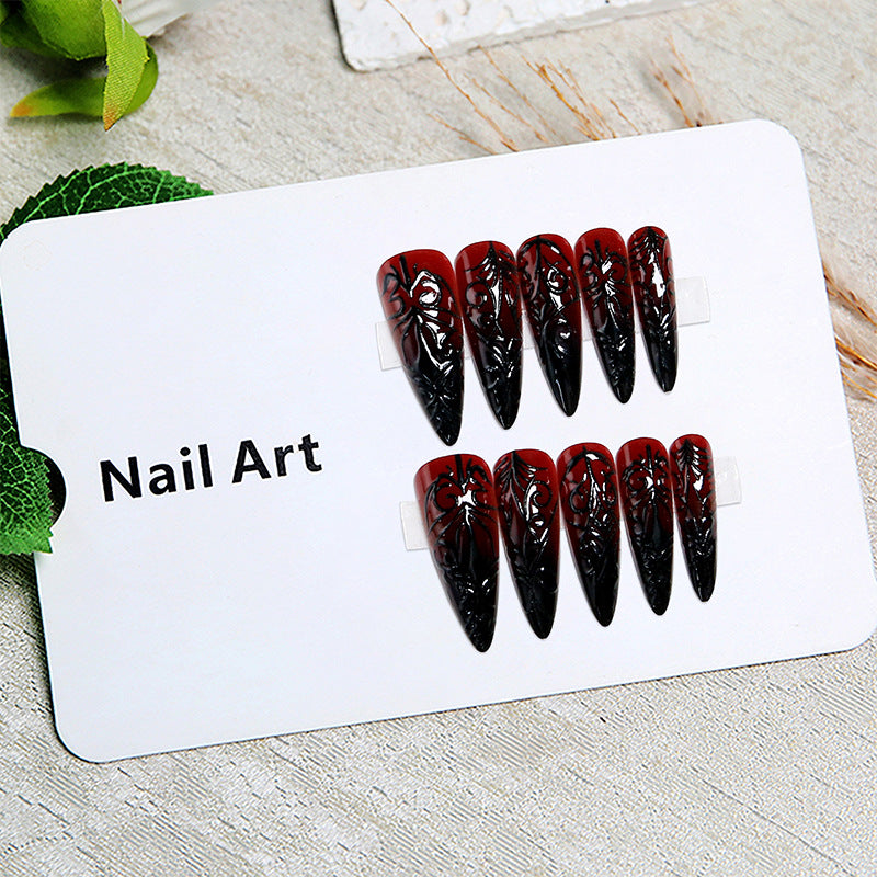 Artificial nails with elegant gothic pattern Stornfield