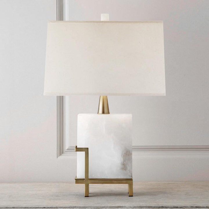 Luxurious Alabaster Table Lamp with Brass Base