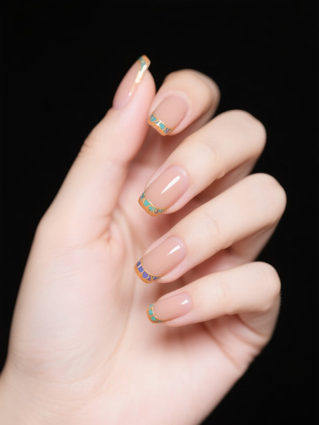 Decorative French Tip Press-On Nails