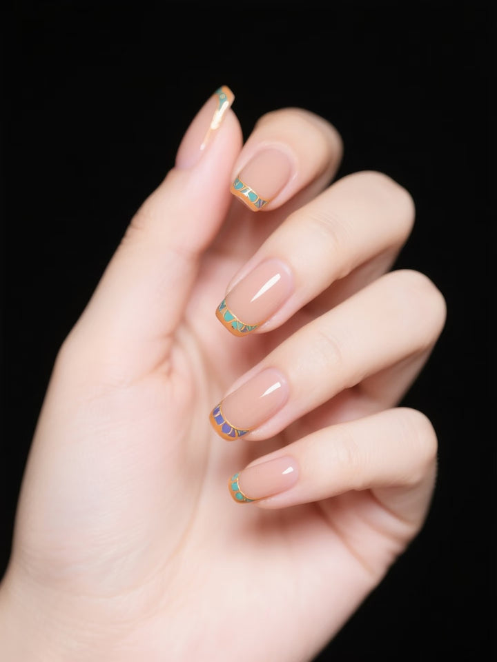 Decorative French Tip Press-On Nails