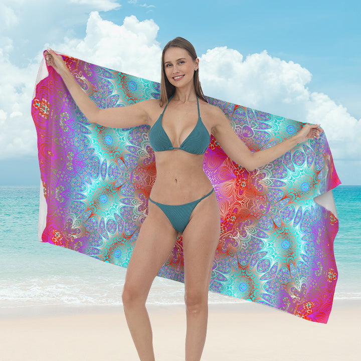 Beach towel with vibrant tropical plant motif Stornfield