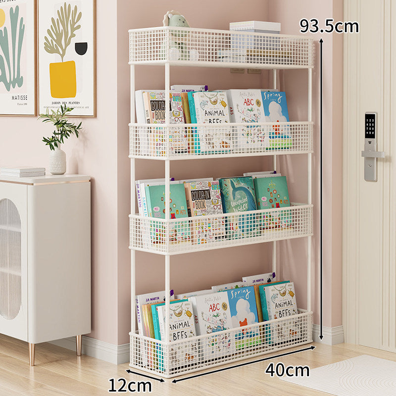 Freestanding Mesh Four-Tier Book and Toy Storage Shelf