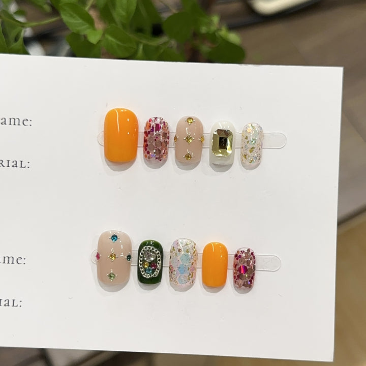 Decorative Glitter Press-On Nail Collection