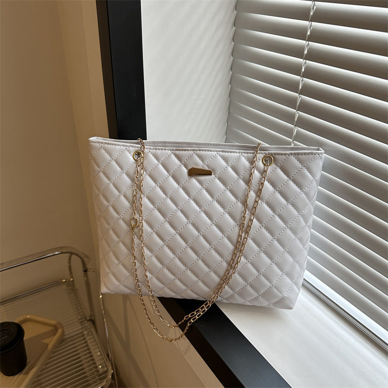Quilted Chain-Handle Handbag