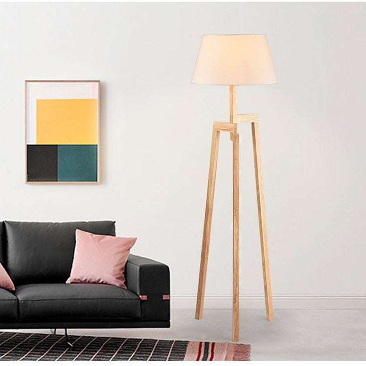 Modern Wooden Tripod Floor Lamp
