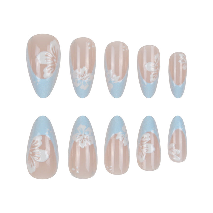 Elegant Floral-Design Stiletto Press-On Nails Stornfield