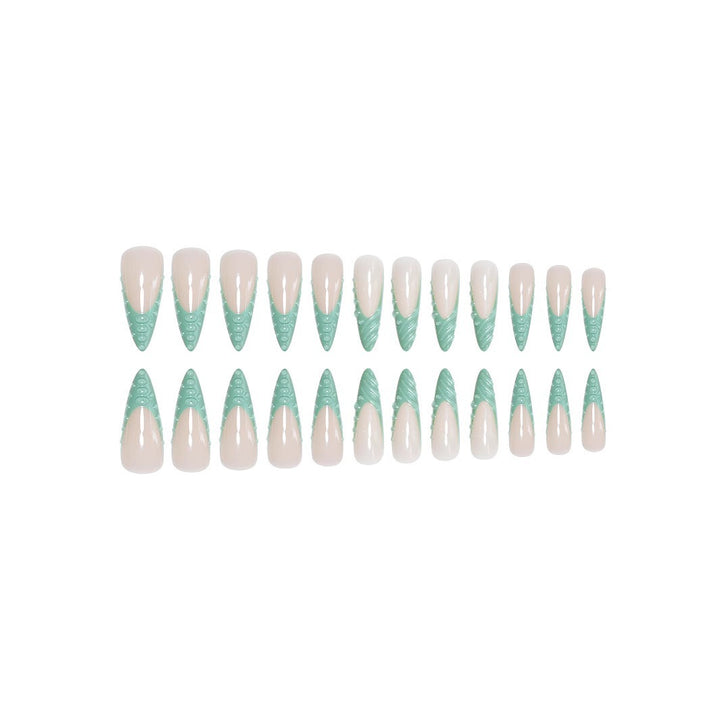 Artistic Stiletto Press-On Nail Design with 3D Shell Accents Stornfield