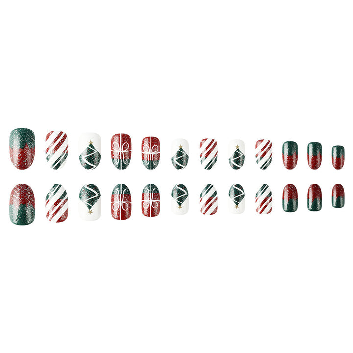 Festive Christmas-Themed Press-On Nail Art Stornfield