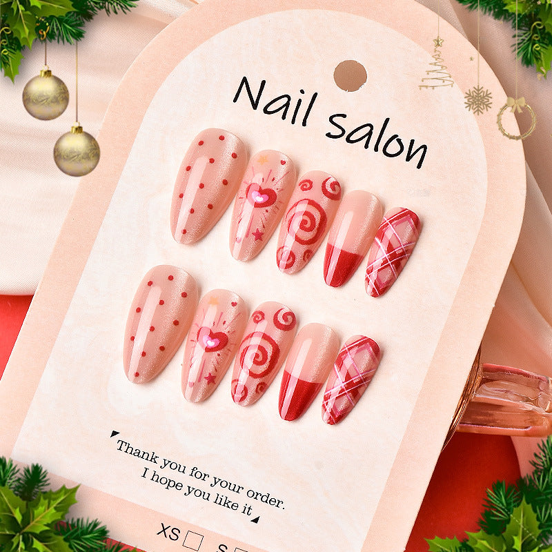 Decorative Press-On Nail Art Set with Heart and Swirl Patterns Stornfield