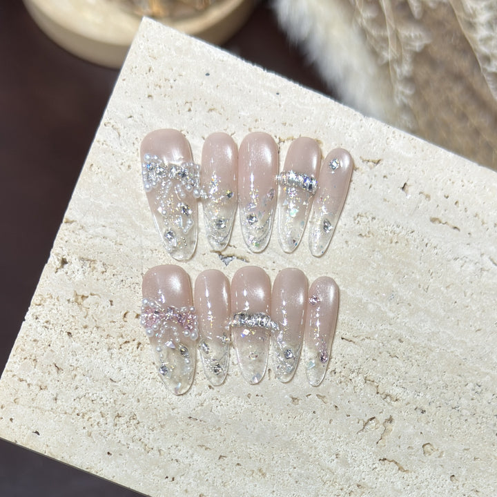 Decorative Rhinestone Press-On Nail Tips