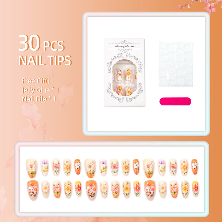 Artistic Floral Press-On Nails 1790738521