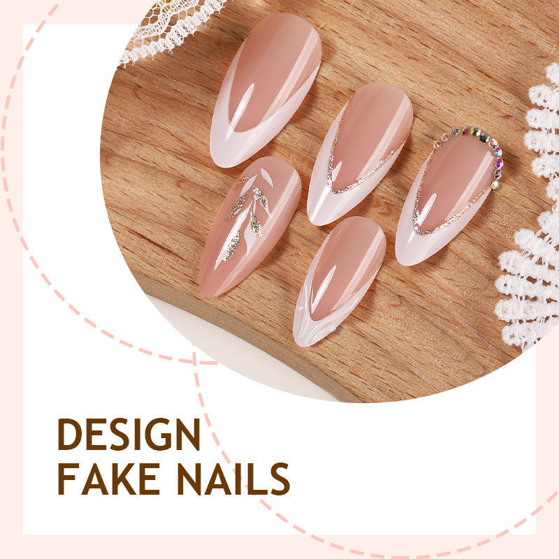 Artificial nail set with elegant tips and glitter accents Stornfield