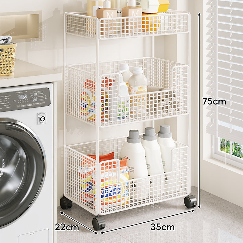 Compact Triple-Tier Wire Mesh Rolling Utility Cart with Locking Casters