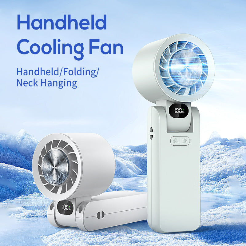 Unisex portable foldable hand fan with digital battery level indicator and quiet brushless motor Stornfield