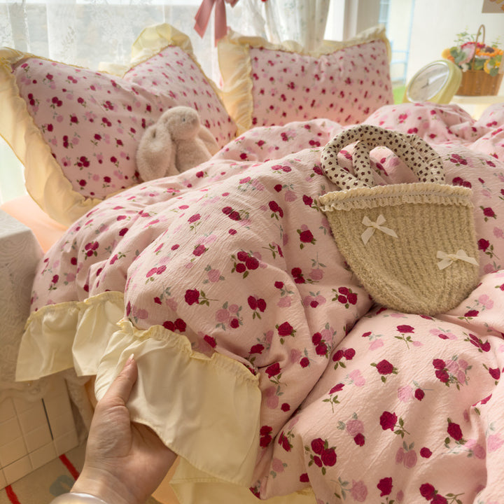 Floral Ruffled Bedding Comforter Set