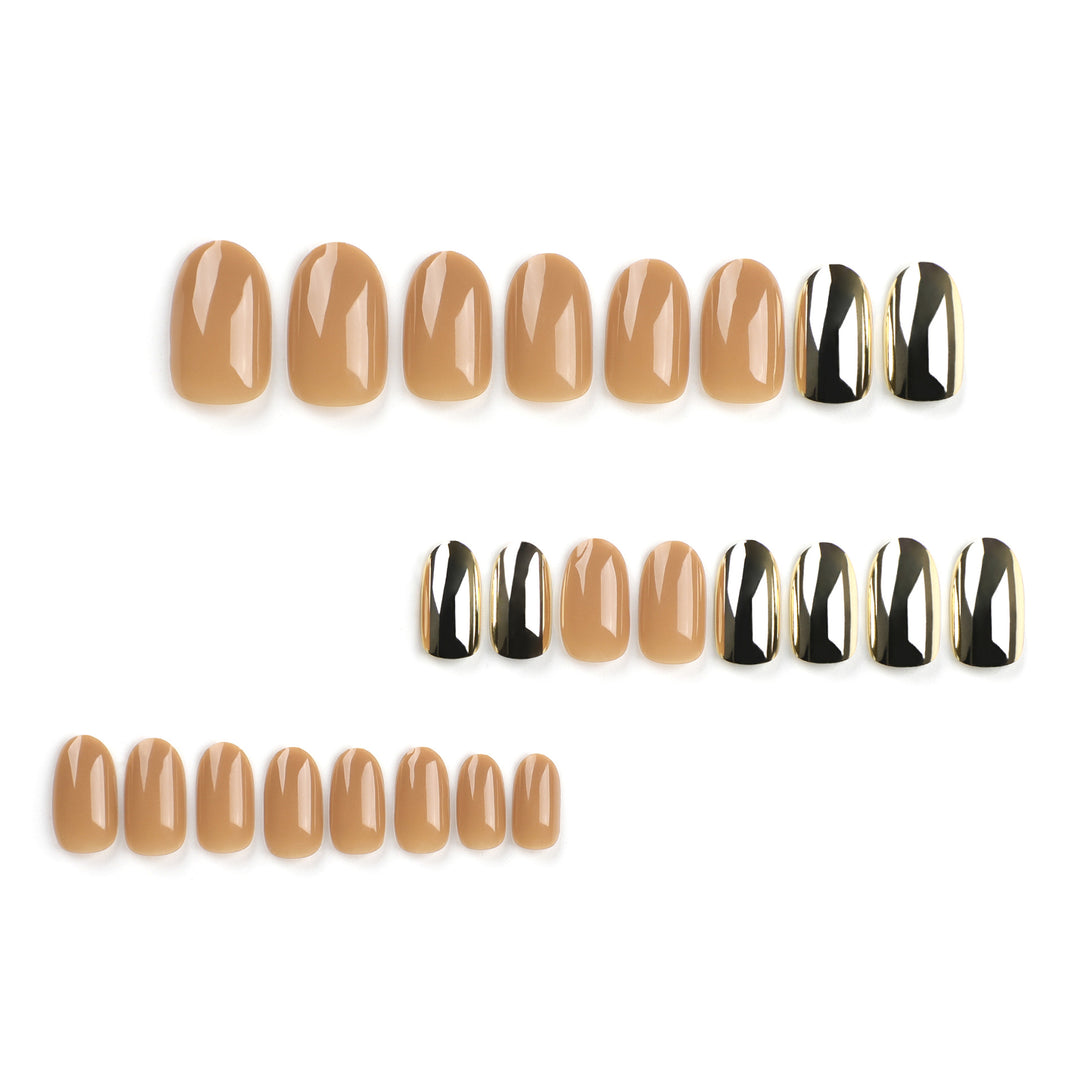 Luxurious artificial nails with metallic shiny accent Stornfield