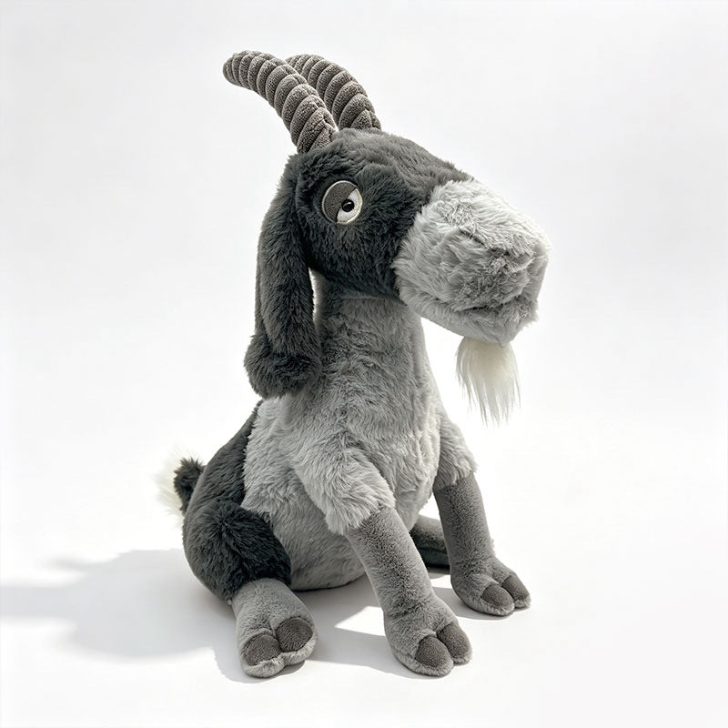 Plush Realistic Horned Mountain Goat Stuffed Animal with Soft Fur Stornfield