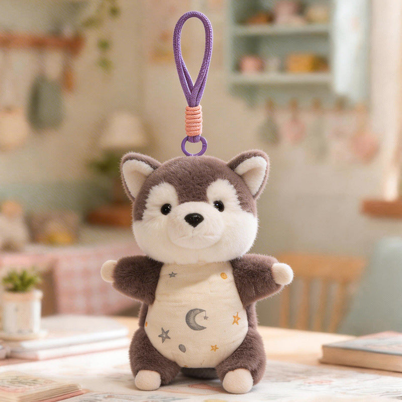 Plush Woodland Puppy Bag Charm with Elastic Loop and Soft Fabric Bodysuit Stornfield
