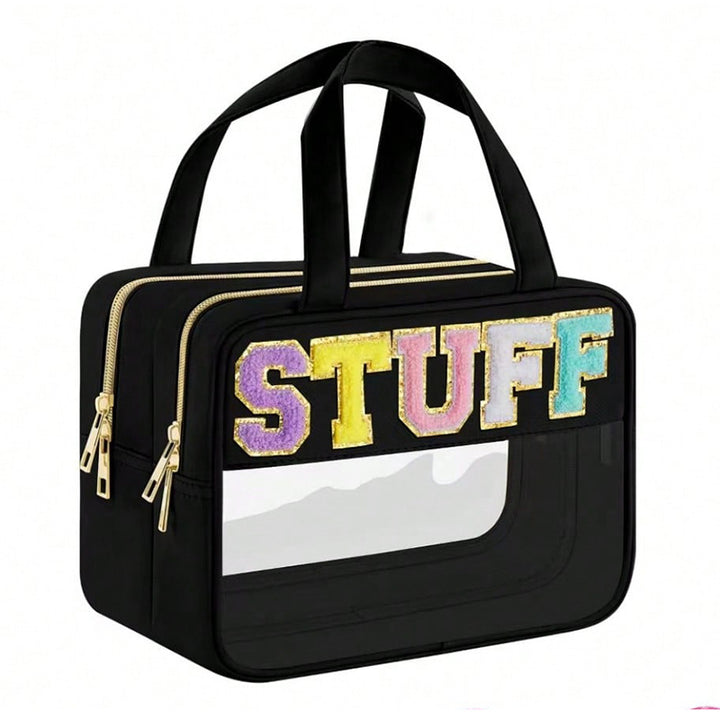 Transparent cosmetic organizer bag with double zipper Stornfield